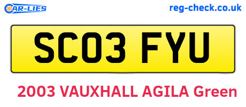 SC03FYU are the vehicle registration plates.