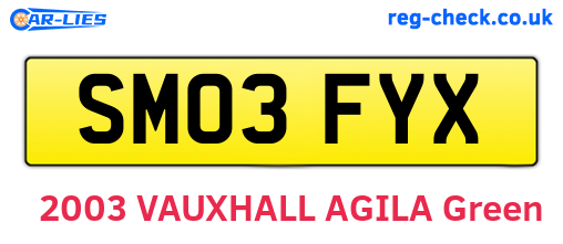 SM03FYX are the vehicle registration plates.