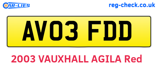 AV03FDD are the vehicle registration plates.