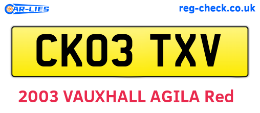 CK03TXV are the vehicle registration plates.
