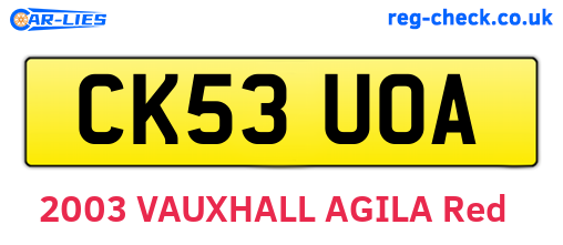 CK53UOA are the vehicle registration plates.
