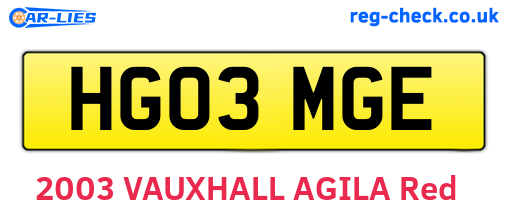HG03MGE are the vehicle registration plates.