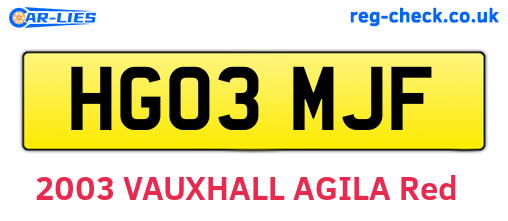 HG03MJF are the vehicle registration plates.