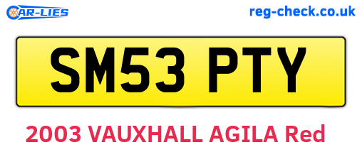 SM53PTY are the vehicle registration plates.