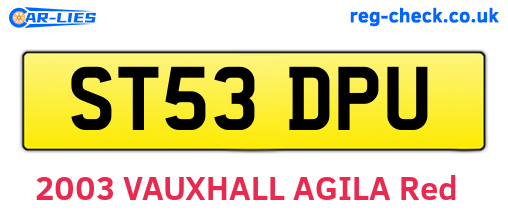ST53DPU are the vehicle registration plates.