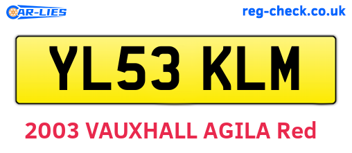YL53KLM are the vehicle registration plates.