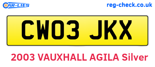 CW03JKX are the vehicle registration plates.