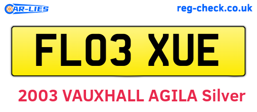 FL03XUE are the vehicle registration plates.