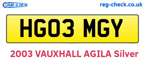 HG03MGY are the vehicle registration plates.
