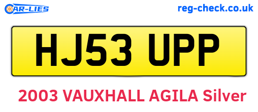 HJ53UPP are the vehicle registration plates.