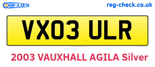 VX03ULR are the vehicle registration plates.
