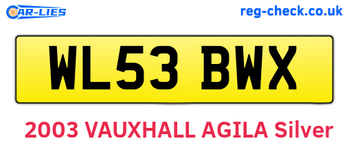 WL53BWX are the vehicle registration plates.