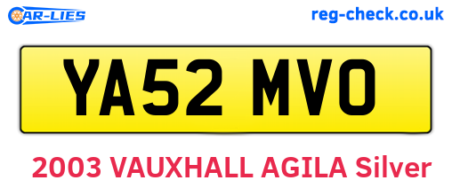 YA52MVO are the vehicle registration plates.