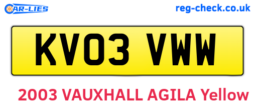 KV03VWW are the vehicle registration plates.