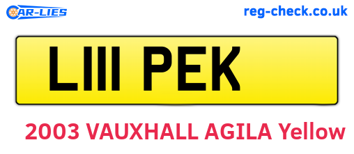 L111PEK are the vehicle registration plates.