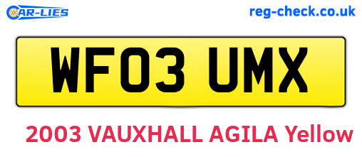 WF03UMX are the vehicle registration plates.