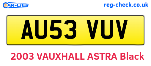AU53VUV are the vehicle registration plates.