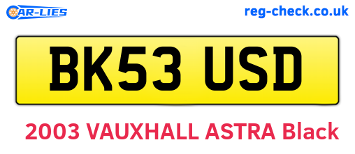 BK53USD are the vehicle registration plates.