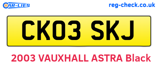 CK03SKJ are the vehicle registration plates.