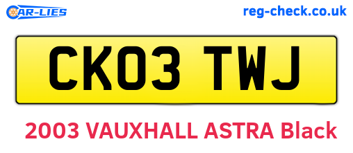 CK03TWJ are the vehicle registration plates.