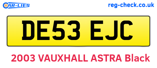 DE53EJC are the vehicle registration plates.