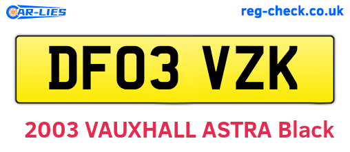 DF03VZK are the vehicle registration plates.