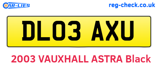 DL03AXU are the vehicle registration plates.