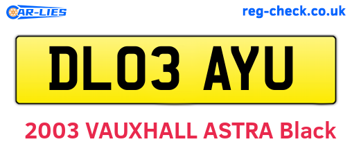 DL03AYU are the vehicle registration plates.