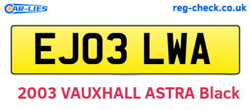 EJ03LWA are the vehicle registration plates.