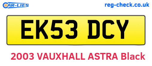 EK53DCY are the vehicle registration plates.