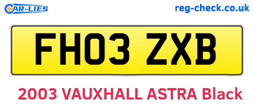 FH03ZXB are the vehicle registration plates.