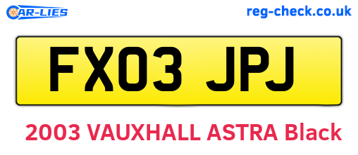 FX03JPJ are the vehicle registration plates.