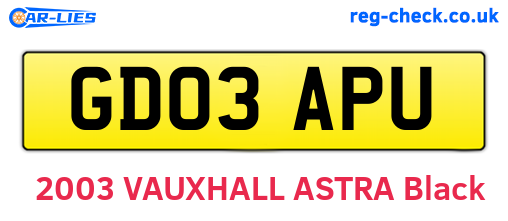 GD03APU are the vehicle registration plates.