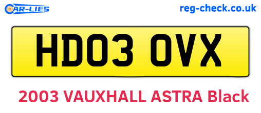 HD03OVX are the vehicle registration plates.