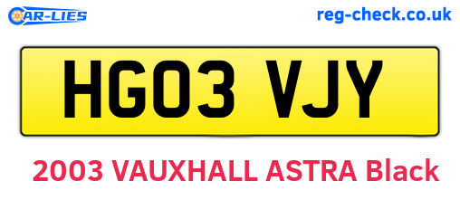HG03VJY are the vehicle registration plates.