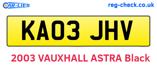KA03JHV are the vehicle registration plates.