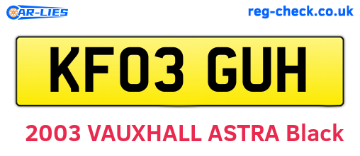 KF03GUH are the vehicle registration plates.