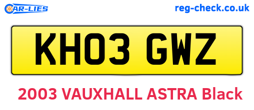 KH03GWZ are the vehicle registration plates.