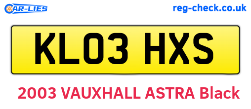 KL03HXS are the vehicle registration plates.