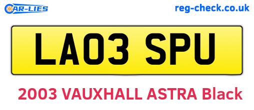 LA03SPU are the vehicle registration plates.