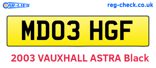 MD03HGF are the vehicle registration plates.