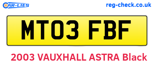 MT03FBF are the vehicle registration plates.