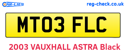 MT03FLC are the vehicle registration plates.
