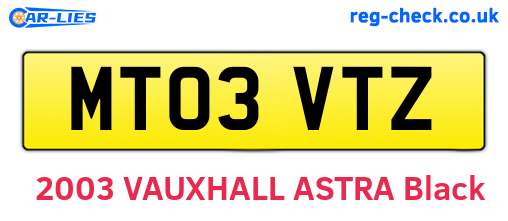 MT03VTZ are the vehicle registration plates.