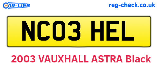 NC03HEL are the vehicle registration plates.