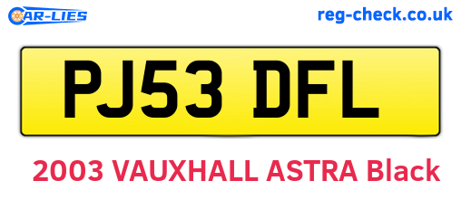 PJ53DFL are the vehicle registration plates.