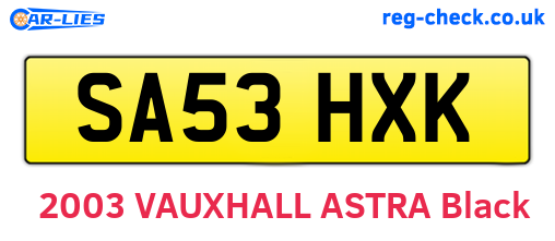 SA53HXK are the vehicle registration plates.