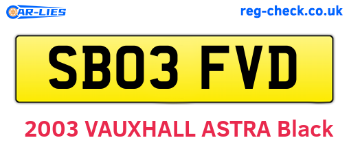 SB03FVD are the vehicle registration plates.