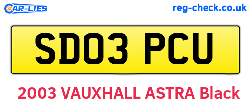 SD03PCU are the vehicle registration plates.