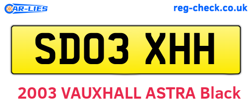 SD03XHH are the vehicle registration plates.